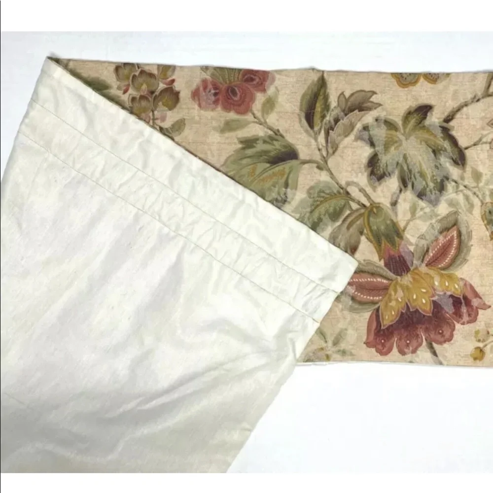 2 Custom Luxury Valances Curtains Beige Floral